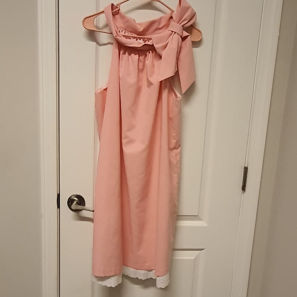 PETER MILLAR SUMMER DRESS PINK & WHITE MINI STRIPE SIZE L